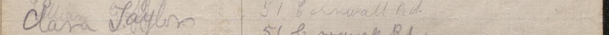 Image of Clara Taylor's signature and address in the petition