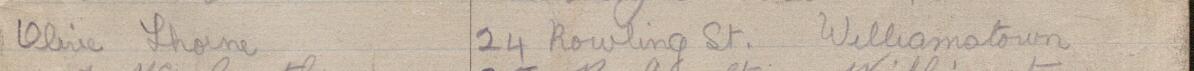 Image of Olive Thorne's signature and address in the petition