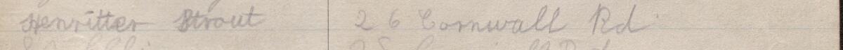 Image of Henritter Strout's signature and address in the petition