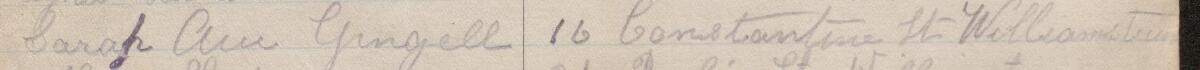 Image of Sarah Ann Gingell's signature and address in the petition