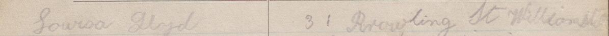 Image of Louisa Lloyd's signature and address in the petition