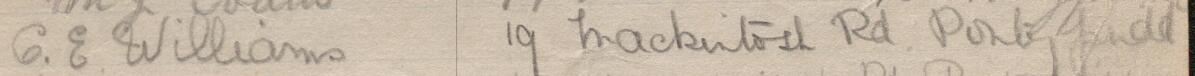 Image of C. E. Williams's signature and address in the petition