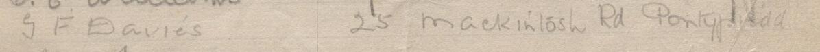 Image of G. F. Davies's signature and address in the petition