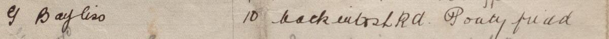 Image of G. Bayliss's signature and address in the petition