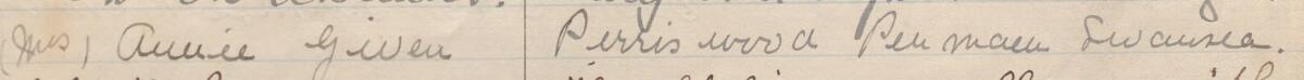 Image of Mrs Annie Given's signature and address in the petition
