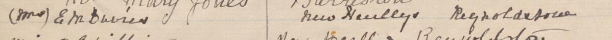 Image of (Mrs) E M Davies's signature and address in the petition