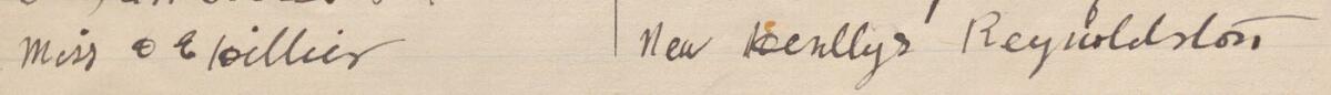 Image of Miss O E Hillier's signature and address in the petition