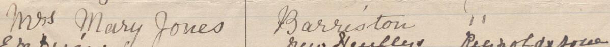 Image of Mrs Mary Jones's signature and address in the petition