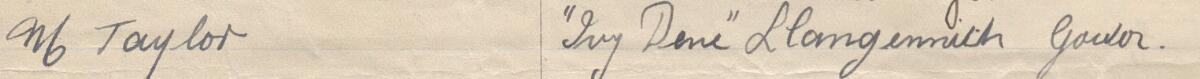 Image of M Taylor's signature and address in the petition