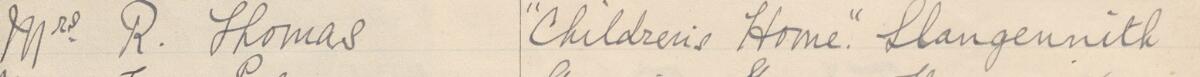 Image of Mrs. R. Thomas's signature and address in the petition