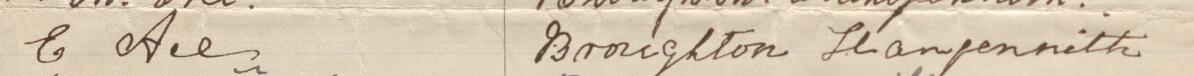 Image of E Ace's signature and address in the petition