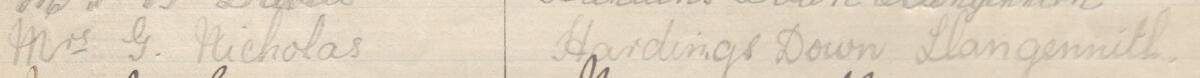 Image of Mrs G. Nicholas's signature and address in the petition