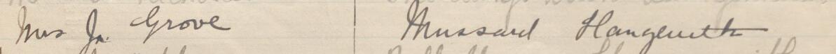Image of Mrs J Grove's signature and address in the petition