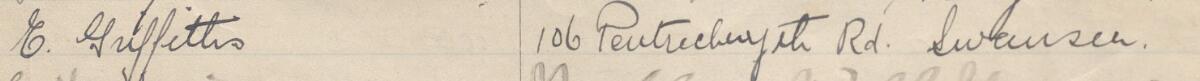 Image of E. Griffiths's signature and address in the petition