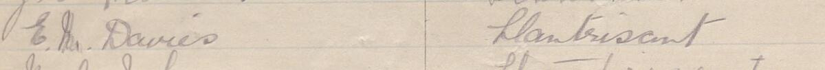 Image of E M Davies's signature and address in the petition