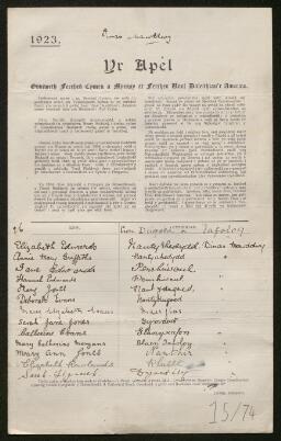 Petition - 15/74 - Mawddwy