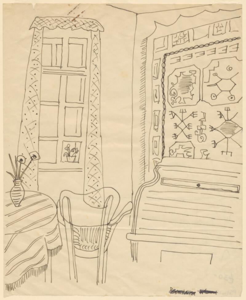 Room with chair and flowers