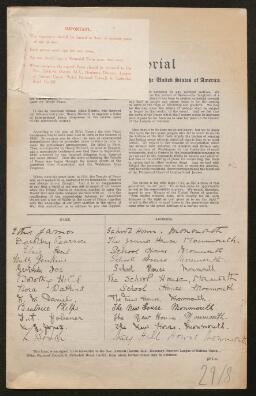 Petition - 29/8 - Monmouth